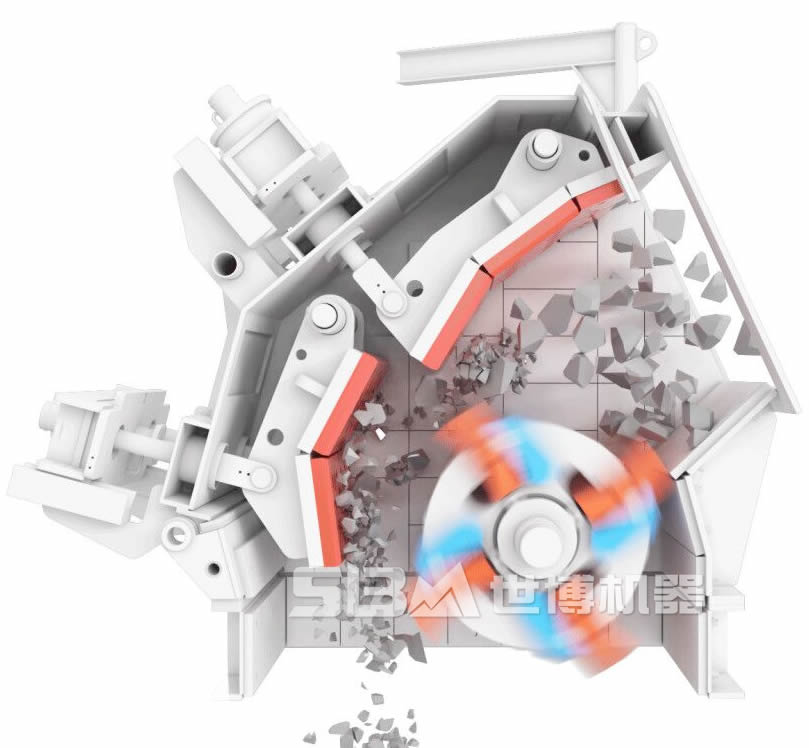 反擊式破碎機破碎石料原理圖
